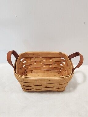 Longaberger Vintage VTG Knick Knack Handwoven Maple Rectangular Basket